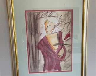 2pc Contemporary Man/Woman Framed Art prints PAIR	43x35in	