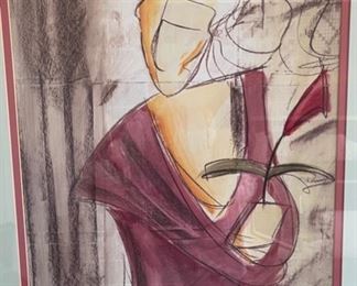 2pc Contemporary Man/Woman Framed Art prints PAIR	43x35in	