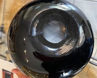 Studio Art Glass Bowl Red Rim	5in H x 8.5in Diameter	