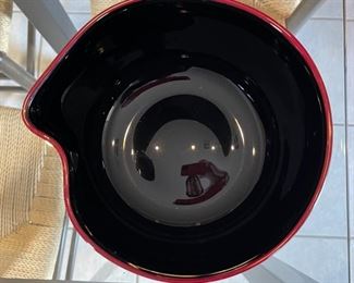 Studio Art Glass Bowl Red Rim	5in H x 8.5in Diameter	