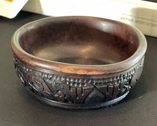 Hand Carved Wood Bowl	5.5in diameter