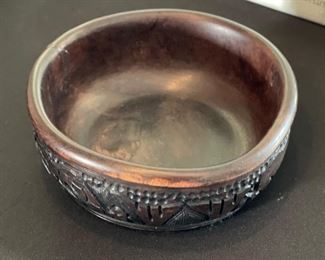 Hand Carved Wood Bowl	5.5in diameter