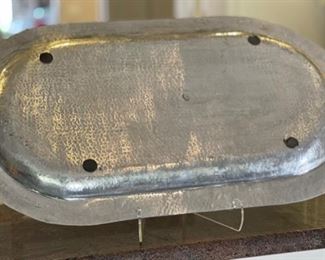 Huge Hammered Metal Tray Platter	2x32x18.5in	