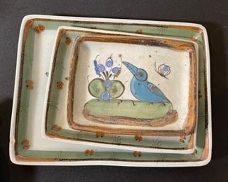 3pc Ken Edwards El Palomar Rectangular Plates Tonala	11 & 8 & 7	