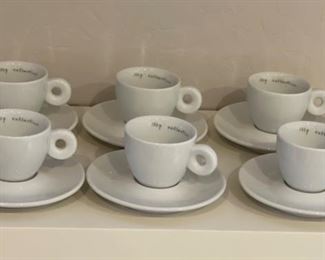 6pc Espresso Cups & Saucers Illy Cafe Neil & Ross 2000	2in H	