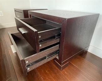 2pc Contemporary Dark Wood Nightstands PAIR	18x26x18in	HxWxD