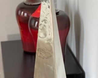 Large Polished  Pointed Pyramid Decor	30x8x8in