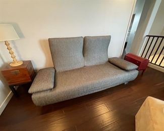 Contemporary Black and gray metallic striped couch	90x37x30	