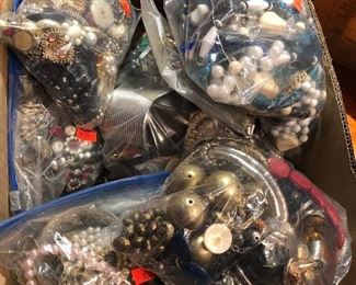 Lotted bags of vintage jewelry