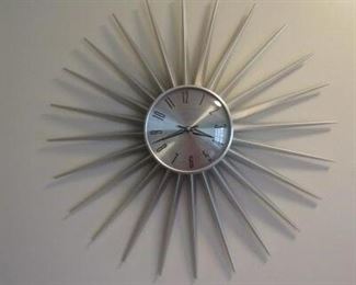 Mid-Century Style Sunburst Clock-23 Inches in Diameter
