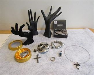 Assorted Fashion Jewelry with 3 Hand-Shaped Jewelry Displays