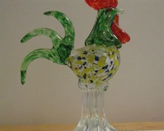 Art Glass Rooster- 9 1/2" x 6 1/2"