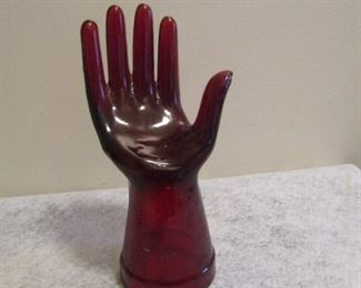 Red Glass Hand- 7 3/4" x 4"