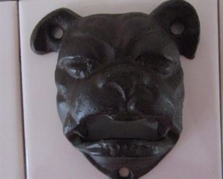 Wall Mounted Cast Iron Dog Face Bottle Opener 3 1/2" x 3 1/2"