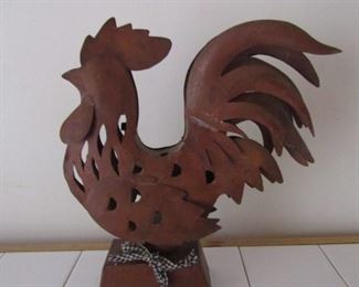 Metal Rooster Tealight Candle Holder 11" x 10"