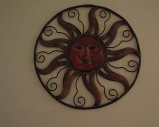 Sun Face Metal Wall Art- 18 Inches in Diameter