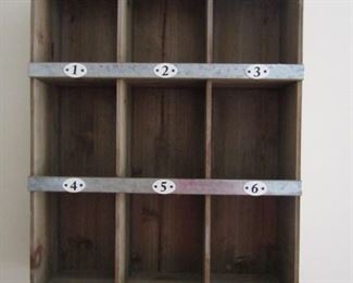 Wooden Wall Shelf with Pigeon Holes 24" x 19" x 6"
