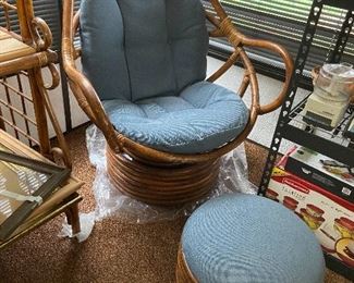 Mint condition swivel chair and ottoman.
