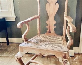 Whitewashed pine cane seat chair
