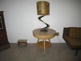 Really neat 50's lamp an vintage table