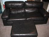 Black Leather Sofa, Love seat and chair. Ottoman as well!