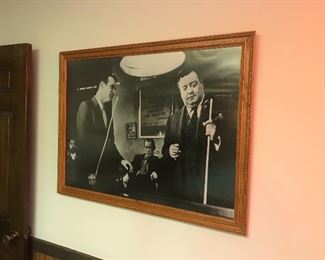 Large framing of Jackie Gleason with friends shooting pool...."How sweet it is!"