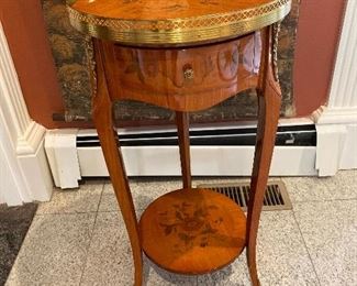 Wood Accent Table with brass fender 14”D x 28”T $275
