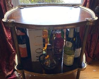Wood and Brass Bar Cart on wheels. Contents not included 22” x 19” x 25” $385 - - NEW PRICE $275