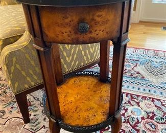 Wood Accent Table with Brass Fenders on top and bottom 15” x 28” $165 