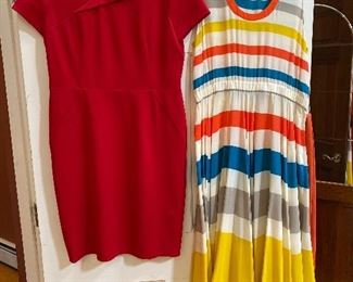 Red Bassler Cocktail Dress size 10 $22; Stripped casual Marc by Marc dress size large $35 Stripped dress is SOLD!