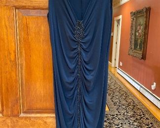 Navy Armani Collezioni Cocktail Dress with beading down the middle Size 12 $50