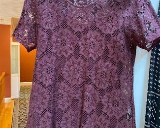 Burberry Deep Claret Lace Top over same color Silk Cami size Medium $175