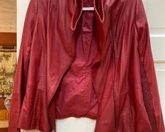 Vince Red Soft Leather Jacket Size Large $165