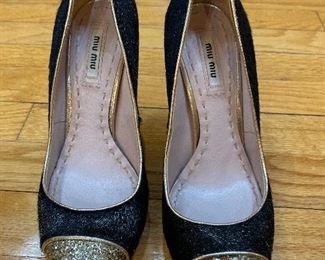 Miu Miu by Prada Pony Hair & Glitter Pumps size 38 $145