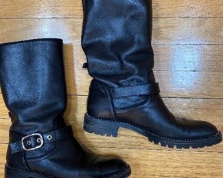 Dior Black Leather Biker Boots Size 38 $285