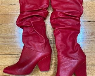 Stuart Weizman Red Leather Boots Size 7.5 $195