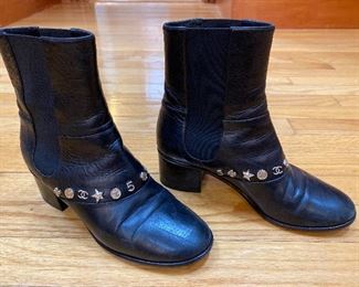 Chanel Black Calf Leather Lucky Charm Ankle Boots Size 38.5 $725 - - NEW PRICE $645