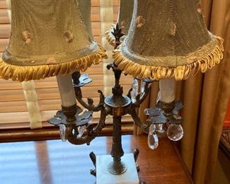 Antique Candelabra lamp 19” with marble base $75