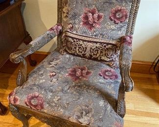 Antique chair 44” x 28”; floor to seat 18” $185