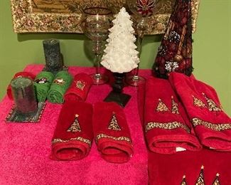 Holiday lot: towels, candles, etc. $30