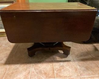 Antique drop leaf table 54” x 42” open; 22” x 42” closed (see pics for condition) $125