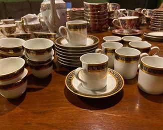 Bohemia 10 saucers, 8 Full size cups, 14 Demi cups $225