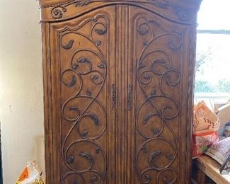 Armoire with storage drawers 85” x 50” x 24” $175