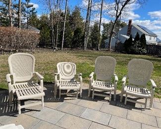 4 Retractable Grosfillex Outdoor Chairs. Made of 100% prime resin: a material impervious to salt air, chlorine, and most common stains. - use as a lounger or chair $350 - 31"x 31" x 41"