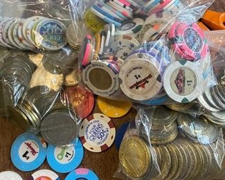 Casino chips and coins 