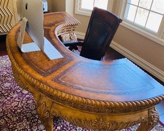 HOOKER FURNITURE WOODEN ORNATE HALF MOON DESK
78”L x 34”W x 31”H