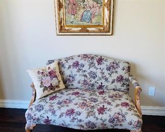 WOODEN UPHOLSTERED LOVE-SEAT
49”L x 28”D x 36”H