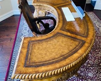 HOOKER FURNITURE WOODEN ORNATE HALF MOON DESK
78”L x 34”W x 31”H