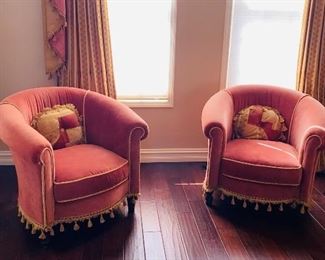 CUSTOM MADE TASSEL CHAIRS (2 AVAILABLE)
36”W x 32”D x 33”H