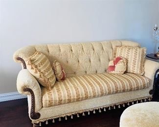 CUSTOM MADE WOODEN FRAME TUFTED TASSEL SOFA / COUCH
90”L x 39”D x 39”H